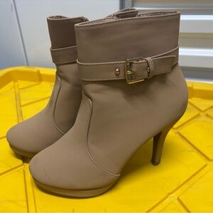 Beige Ankle Boots with Buckle